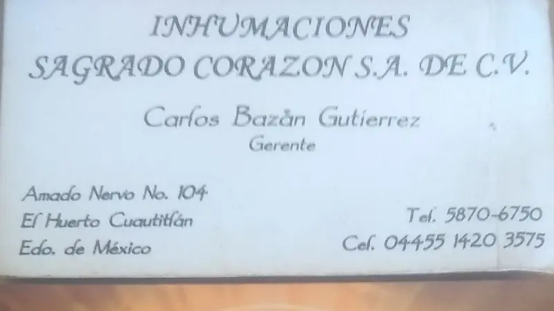 Inhumaciones Sagrado Corazon